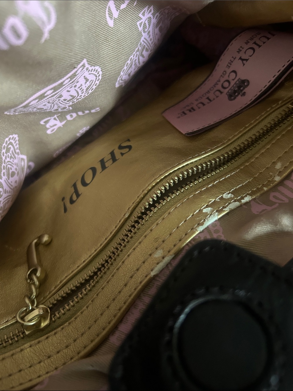 Juicy Couture Pink and Black Crest Tote with Heart Charm - Picture 6 of 12